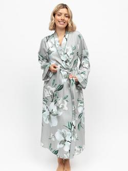 Cyberjammies Kallie Floral Dressing Gown, Grey/Multi, Grey/Multi