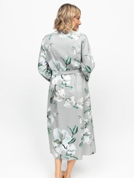 Cyberjammies Kallie Floral Dressing Gown, Grey/Multi - view 2, Grey/Multi