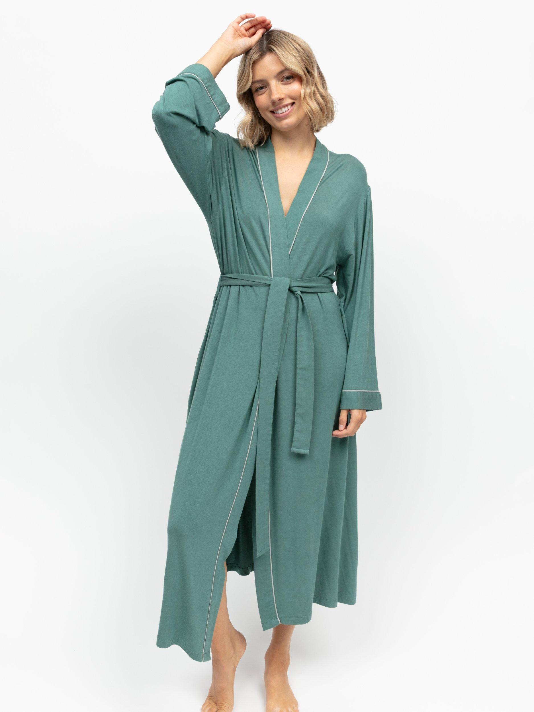 Cyberjammies Kallie Jersey Dressing Gown, Seafoam Green