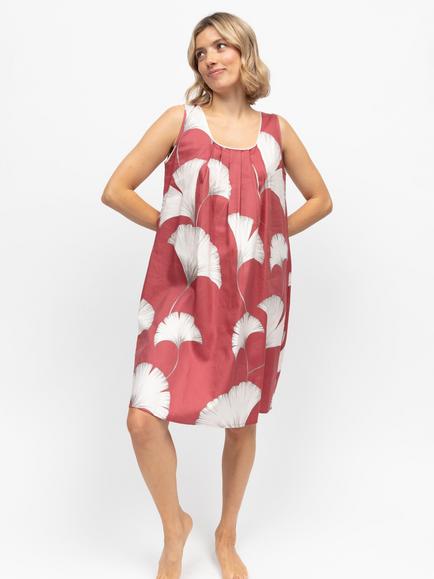 Cyberjammies Josie Leaf Print Nightdress, Terracotta/White, Terracotta/White