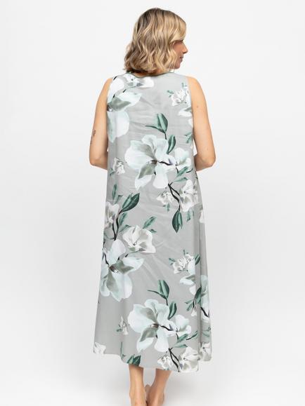 Cyberjammies Kallie Floral Nightdress, Grey/Multi - view 2, Grey/Multi