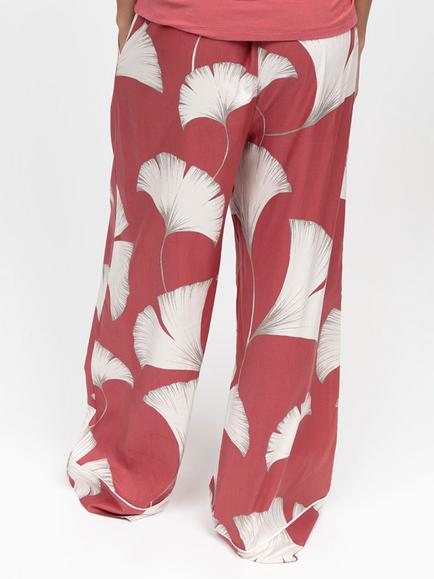 Cyberjammies Josie Leaf Print Pyjama Bottoms, Terracotta/White - view 2, Terracotta/White