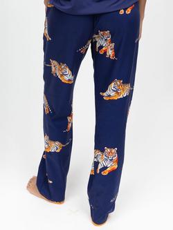 Cyberjammies Indigo Tiger Print Pyjama Bottoms, Navy/Multi - view 2, Navy/Multi