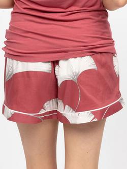 Cyberjammies Josie Leaf Print Pyjama Shorts, Terracotta/White - view 2, Terracotta/White