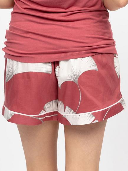 Cyberjammies Josie Leaf Print Pyjama Shorts, Terracotta/White - view 2, Terracotta/White