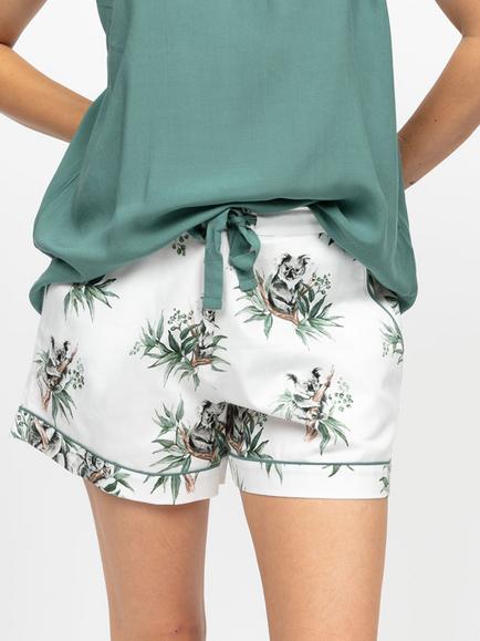 Cyberjammies Kallie Koalas Pyjama Shorts, Seafoam Green, Seafoam Green