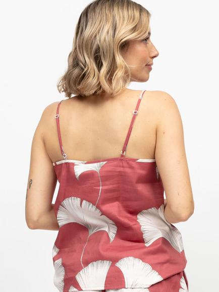Cyberjammies Josie Leaves Camisole Pyjama Top, Terracotta - view 2, Terracotta