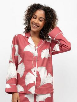 Cyberjammies Josie Leaf Print Pyjama Shirt, Terracotta/White, Terracotta/White