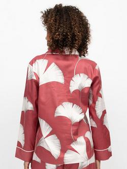 Cyberjammies Josie Leaf Print Pyjama Shirt, Terracotta/White - view 2, Terracotta/White