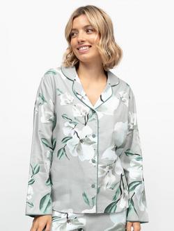 Cyberjammies Kallie Floral Button Through Pyjama Shirt, Grey, Grey