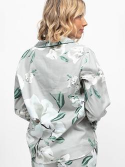 Cyberjammies Kallie Floral Button Through Pyjama Shirt, Grey - view 2, Grey