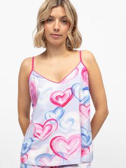 Cyberjammies Chloe Heart Camisole Pyjama Top, Pink/Multi, Pink/Multi