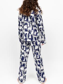 Minijammies Kids' Dog Print Long Sleeve Pyjama Set, Navy - view 2, Navy