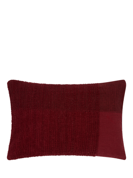 Piglet in Bed Cross Weave Wool Rectangular Cushion Cover, Rhubarb