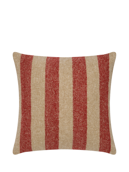 Piglet in Bed Flecked Stripe Wool Cushion Cover, Red/Oatmeal