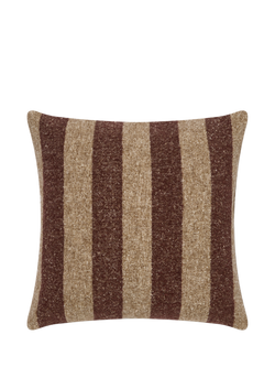 Piglet in Bed Flecked Stripe Wool Cushion Cover, Dark Mocha/Oatmeal