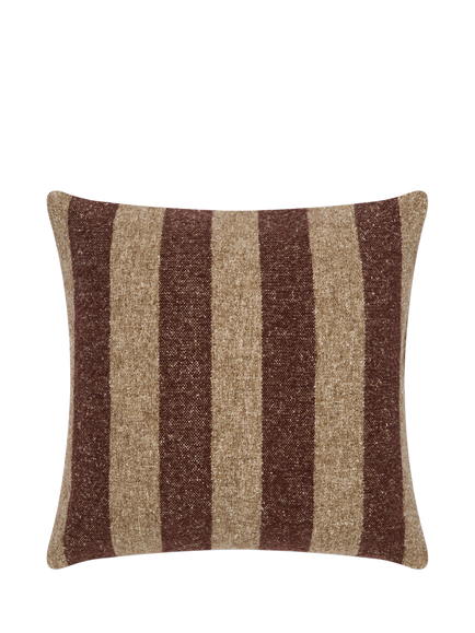 Piglet in Bed Flecked Stripe Wool Cushion Cover, Dark Mocha/Oatmeal