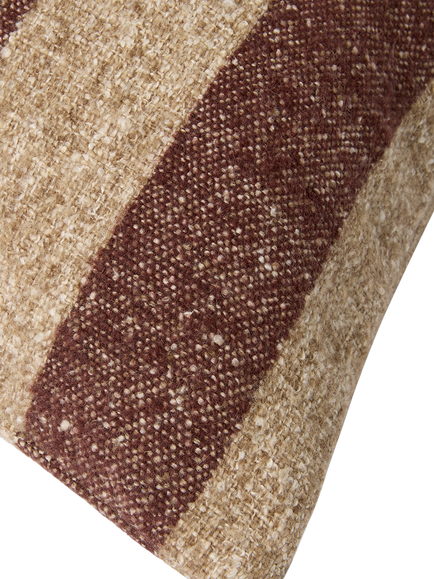 Piglet in Bed Flecked Stripe Wool Cushion Cover - view 2, Dark Mocha/Oatmeal