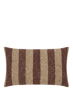 Piglet in Bed Flecked Stripe Rectangular Wool Cushion Cover, Dark Mocha/Oatmeal