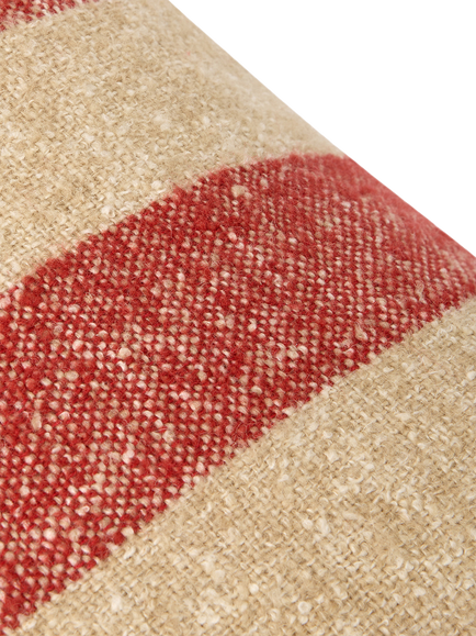 Piglet in Bed Flecked Stripe Rectangular Wool Cushion Cover - view 2, Red/Oatmeal