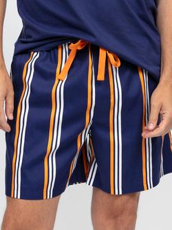 Cyberjammies Stripe Print Pyjama Shorts, Navy/Multi, Navy/Multi