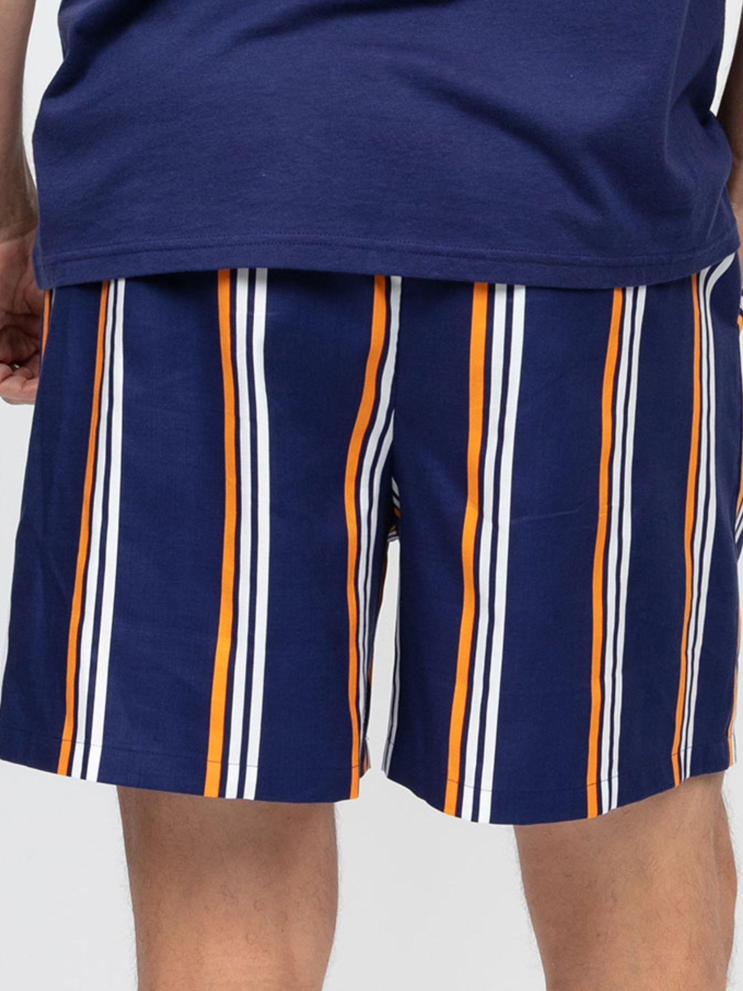 Product image 2 of 4, which shows Cyberjammies Stripe Print Pyjama Shorts, Navy/Multi, S