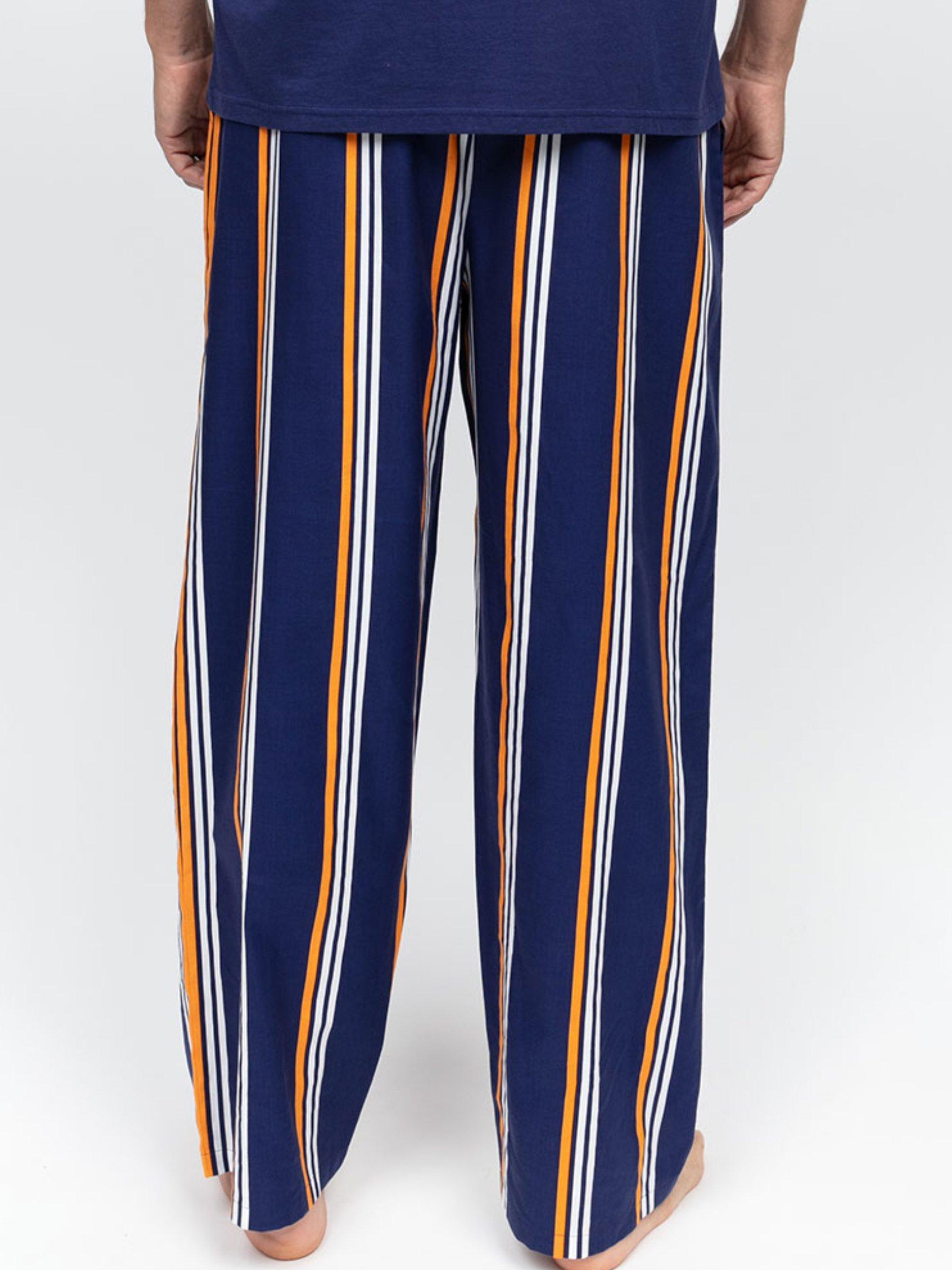 Product image 2 of 4, which shows Cyberjammies Stripe Print Pyjama Trousers, Navy/Multi, S