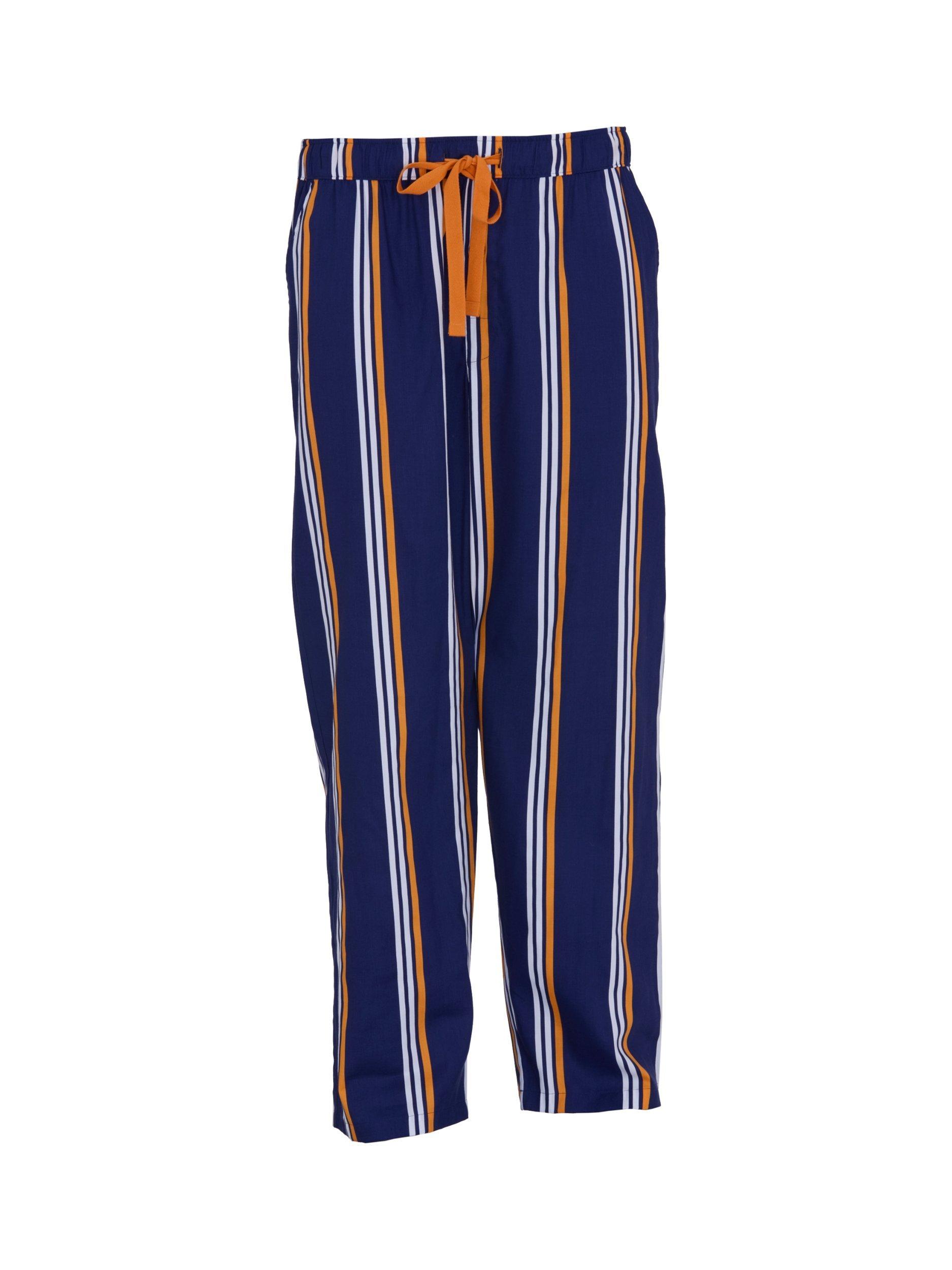 Product image 4 of 4, which shows Cyberjammies Stripe Print Pyjama Trousers, Navy/Multi, S