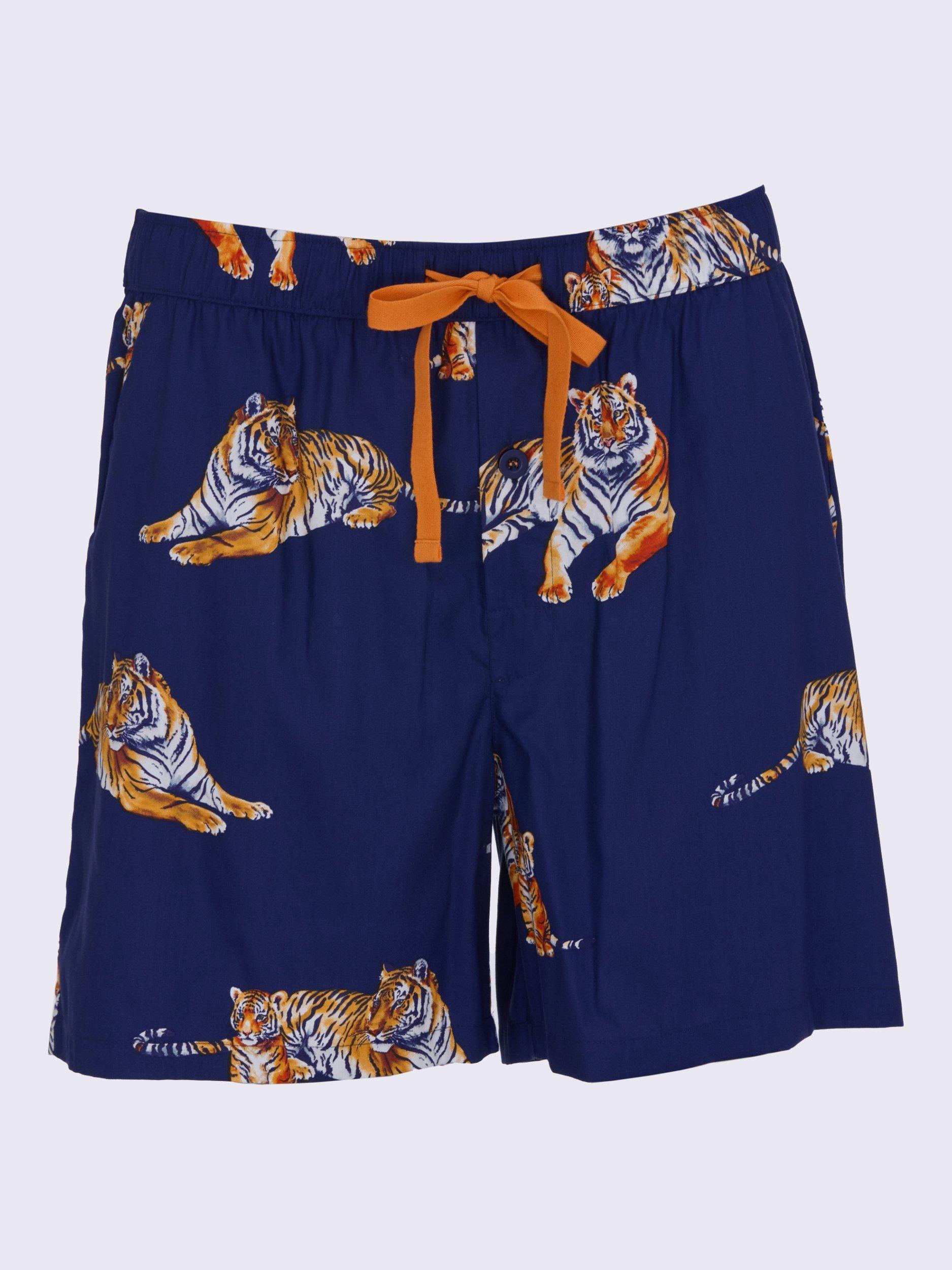 Product image 3 of 4, which shows Cyberjammies Tiger Print Pyjama Shorts, Navy/Multi, S