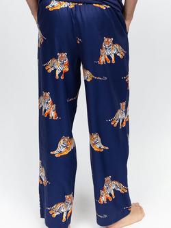 Cyberjammies Tiger Print Pyjama Trousers, Navy/Multi - view 2, Navy/Multi