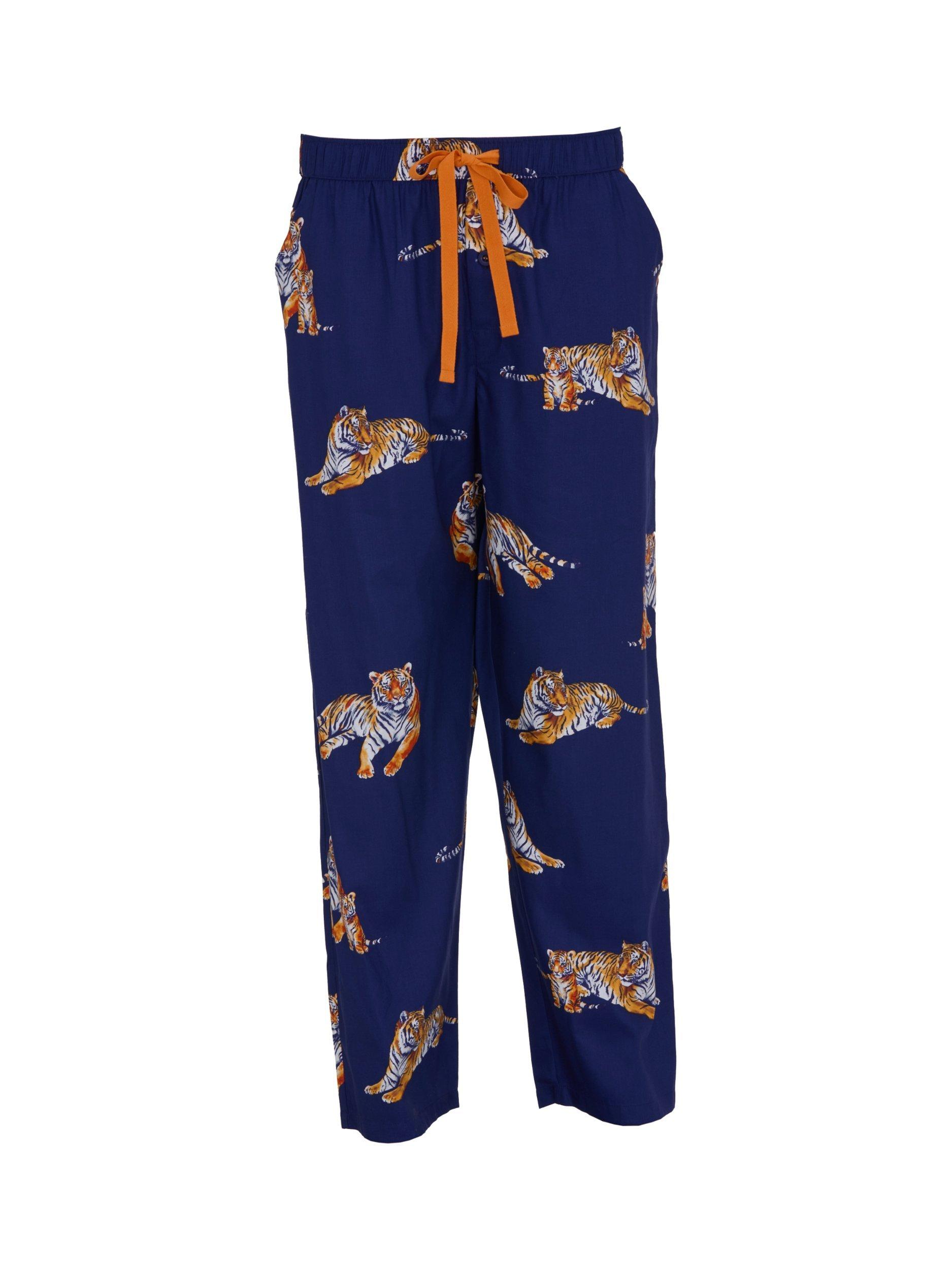 Product image 4 of 4, which shows Cyberjammies Tiger Print Pyjama Trousers, Navy/Multi, S