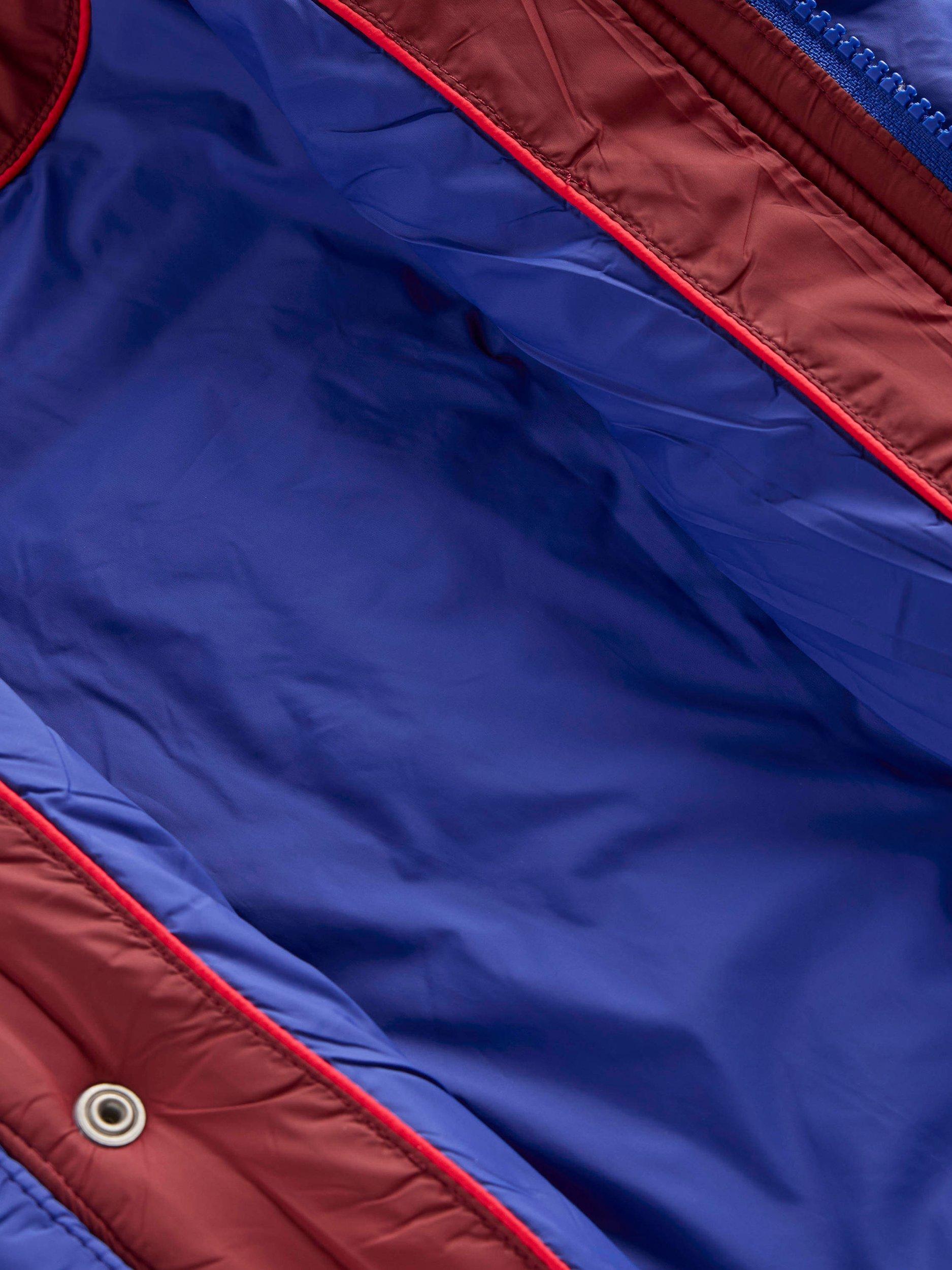 Product image 6 of 6, which shows Mini Boden Kids' Borg Panel Hooded Puffer Jacket, Multi, 2-3 years