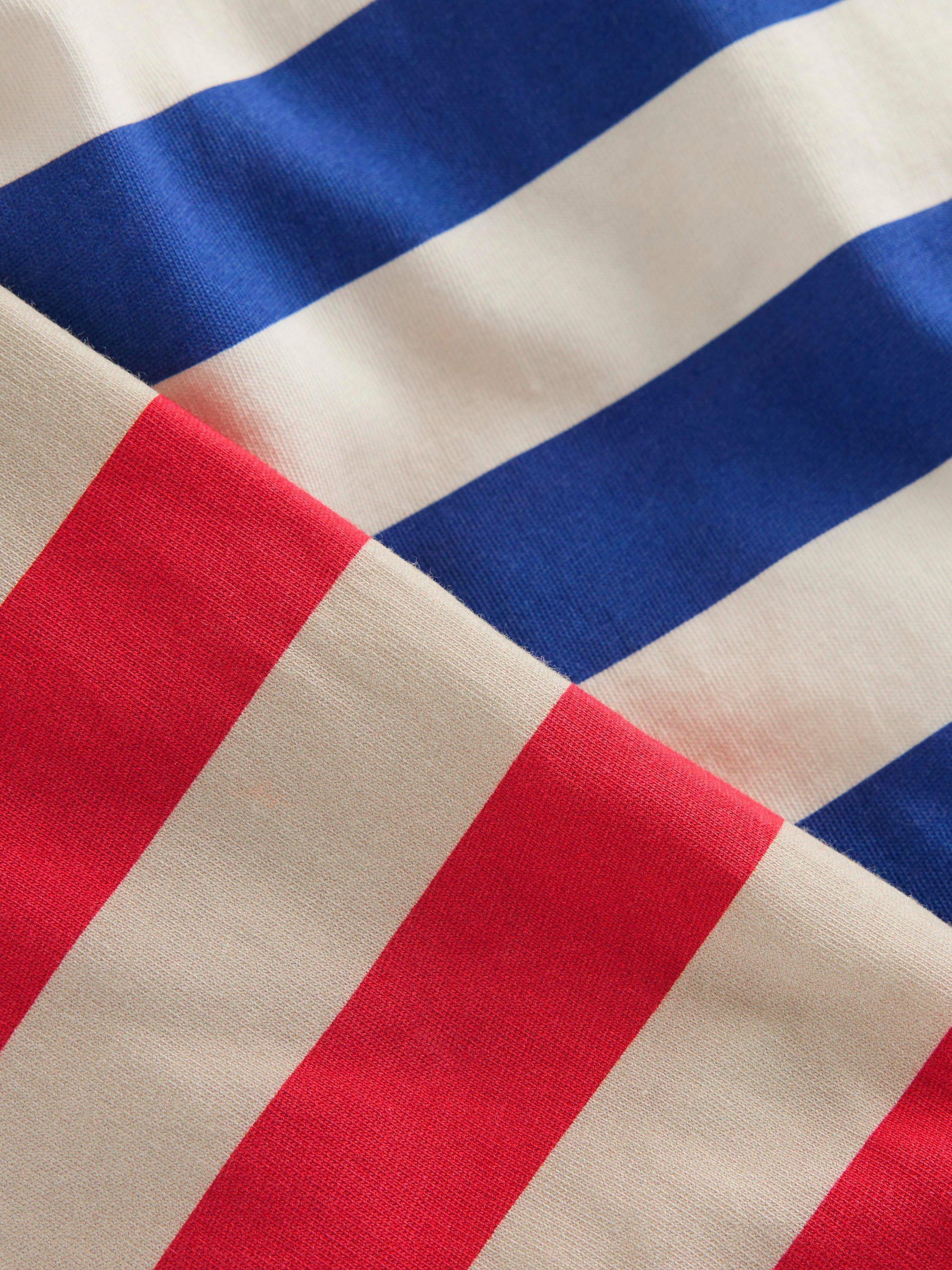 Product image 3 of 3, which shows Mini Boden Kids' Cotton Long Sleeved Striped Top, White/Multi, 2-3 years