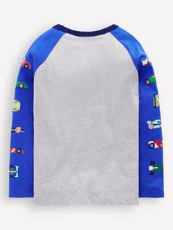 Mini Boden Kids' Cotton Long Sleeved Colour Block T-Shirt, Racing Cars - view 2, Racing Cars
