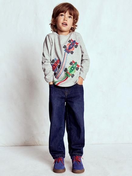 Mini Boden Kids' Cotton Super Stitch Long Sleeved T-Shirt, Racing Cars - view 2, Racing Cars