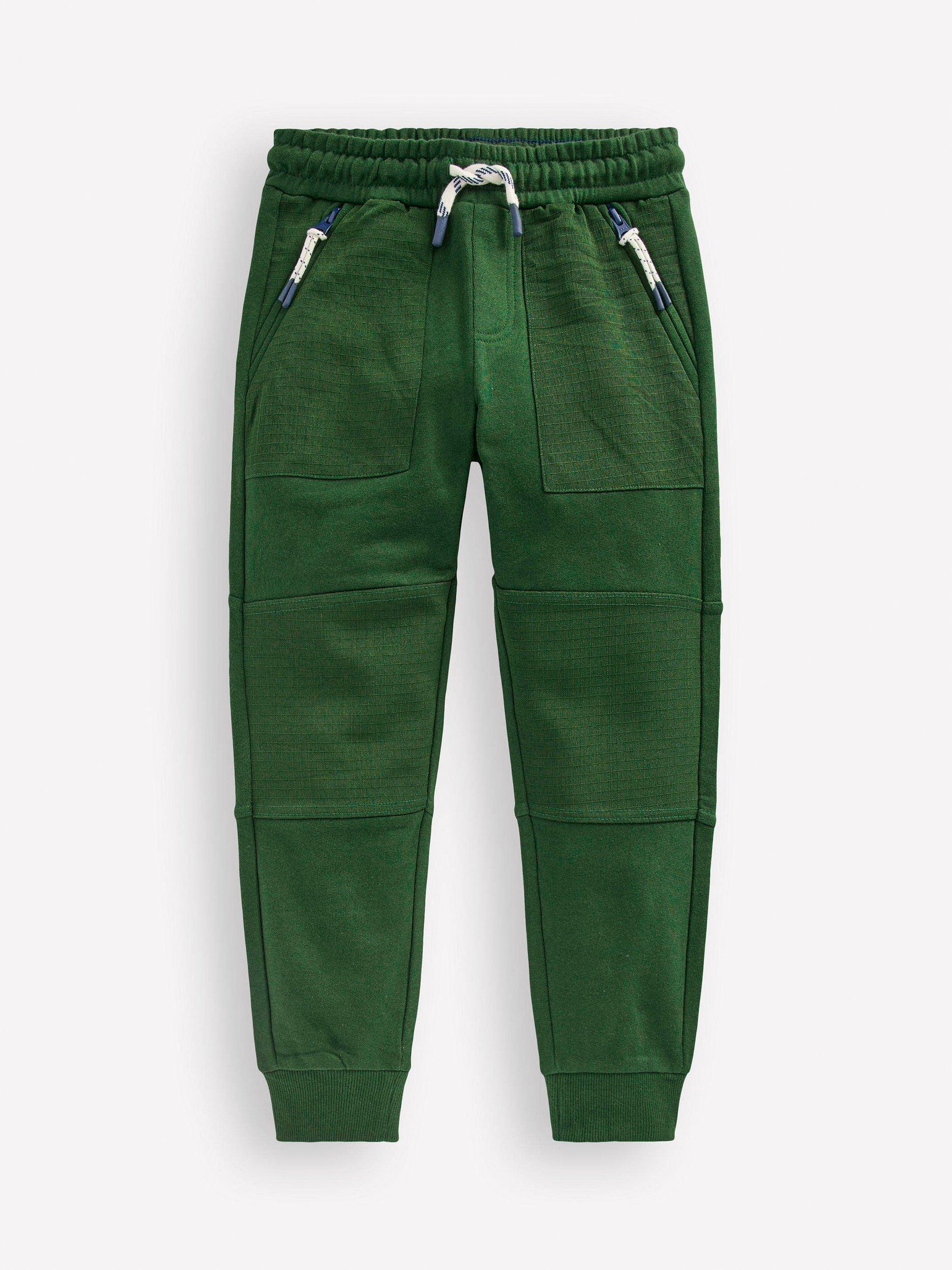 Product image 1 of 3, which shows Mini Boden Kids' Pure Cotton Drawstring Joggers, Pine Green Ripstop, 2-3 years