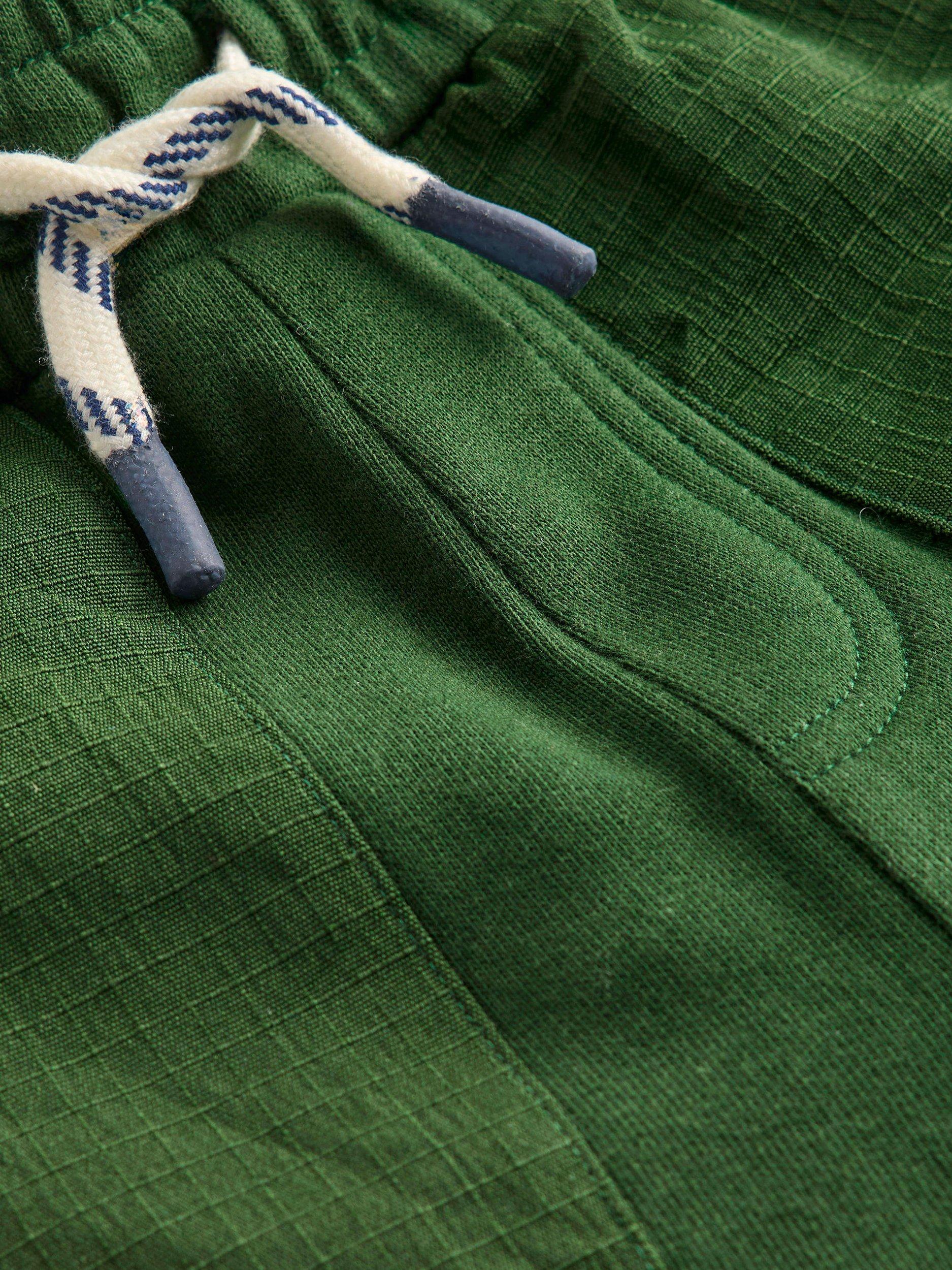 Product image 3 of 3, which shows Mini Boden Kids' Pure Cotton Drawstring Joggers, Pine Green Ripstop, 2-3 years