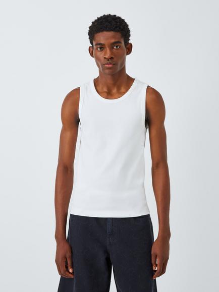 Kin Cotton Blend Jersey Vest, White, White
