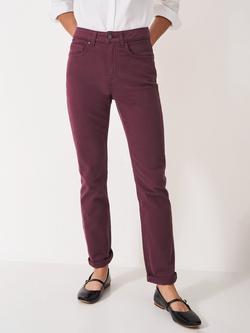 Crew Clothing Mid Rise Straight Jeans, Burgundy, Burgundy