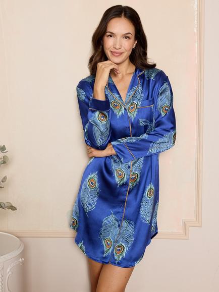 Their Nibs Satin Short Sleeve Nightshirt, Navy, Navy