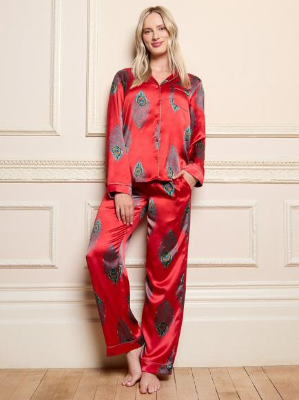 Their Nibs Satin Long Sleeve Printed Pyjama Set, Red, Red
