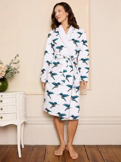 Their Nibs Cotton Towelling Hummingbird Dressing Gown, White - view 2, White