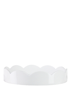 Addison Ross Scallop Lacquer Round Tray, White, 22cm