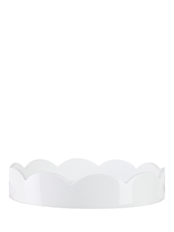 Addison Ross Scallop Lacquer Round Tray, 22cm, White