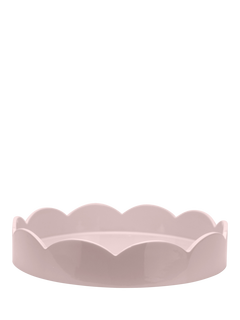 Addison Ross Scallop Lacquer Round Tray, Pale Pink, 22cm