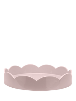 Addison Ross Scallop Lacquer Round Tray, 22cm, Pale Pink