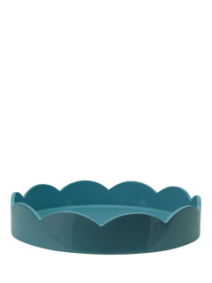 Addison Ross Scallop Lacquer Round Tray, Denim, 22cm