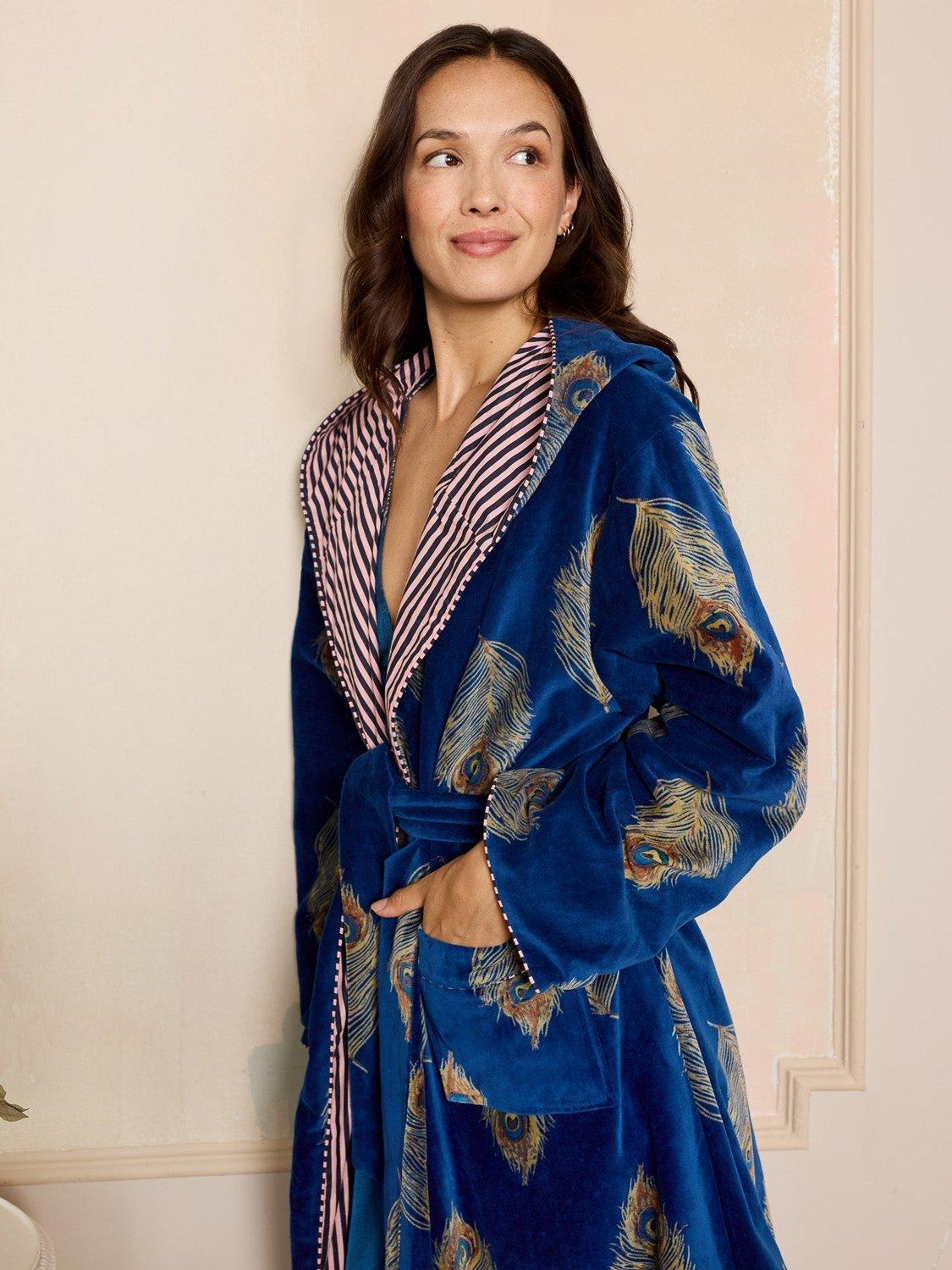 Product image 2 of 4, which shows Their Nibs Women's Velvet Oversized Robe, Navy, XL