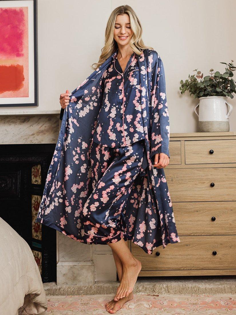 Product image 3 of 4, which shows Their Nibs Satin Capri Pyjama Set, Dark Grey, XL