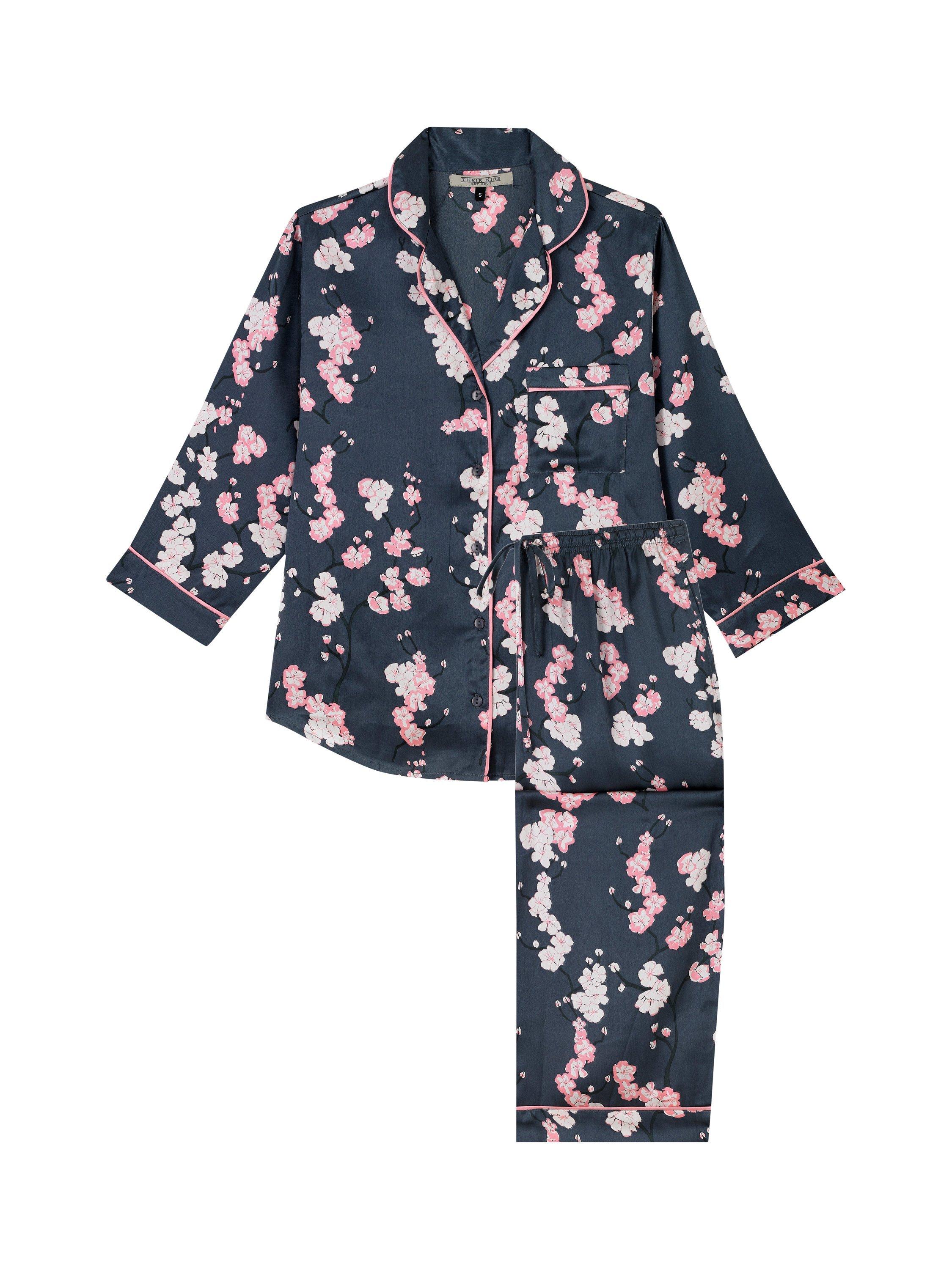 Product image 4 of 4, which shows Their Nibs Satin Capri Pyjama Set, Dark Grey, XL